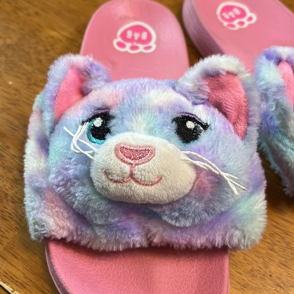 Build a Bear Brand Pastel Plush Sandals Size 2-3 Pink/Purple/Blue - Picture 6 of 7